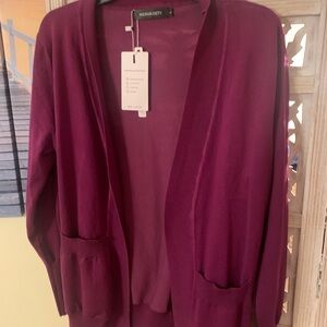 Merokeety Purple Cardigan with Front Pockets, Brand New with Tags, Size: Large